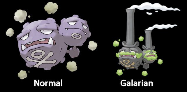 Weezing Normal and Galarian Pokémon Form